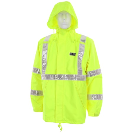 Mcr Safety Garments, Breathable Pu/Poly, Class 3 Jacket W/ H, L 598RJHL